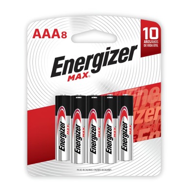 Pilha Alcalina AAA (palito) 1,5V com 8 unid. Energizer Max