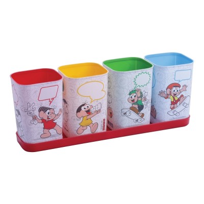 Porta Canetas C/ Bandeja Turma Monica - 5 Pcs Disney Plasutil