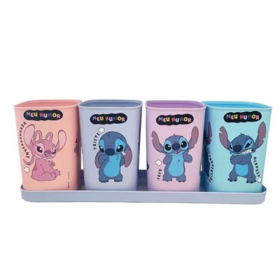 Porta Canetas C/ Bandeja Stitch - 5 Pcs Disney Plasutil