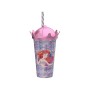 Copo com Canudo Coroa Pequena Sereia Ariel 500ml Disney Plasutil