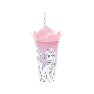 Copo com Canudo Coroa Frozen 500ml Disney Plasutil