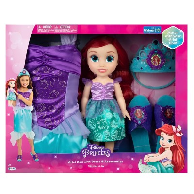 Boneca Pequena Sereia Ariel C/ Fantasia Sapatos e Acessórios Multikids