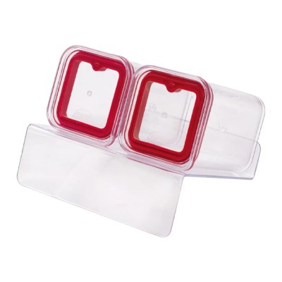 Porta Condimentos Cristal C/ Base Vermelho - 2 Potes Plasutil