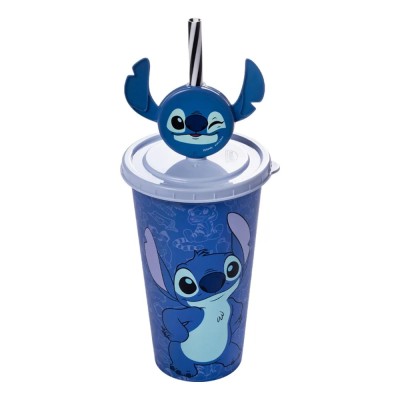 Copo com Tampa e Canudo 500 ml - Stitch Disney Plasutil